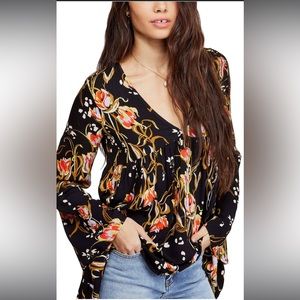 FREE PEOPLE Sz M Bella Peasant Blouse